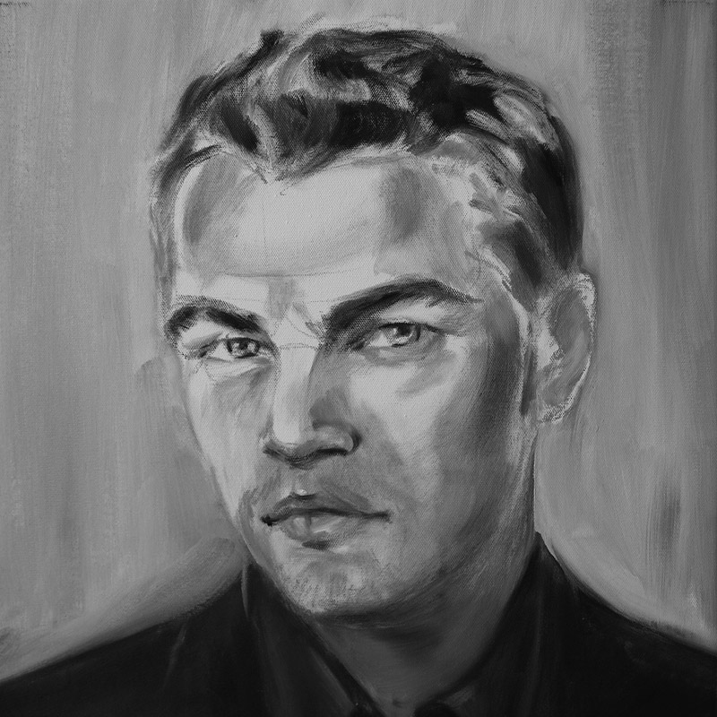 Leonardo DiCaprio. 2009 | 43 x 43 cm | l auf Baumwolle