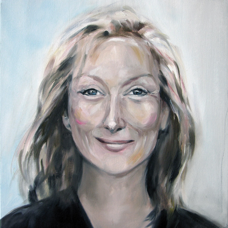 Meryl Streep. 2009 | 43 x 43 cm | l auf Baumwolle