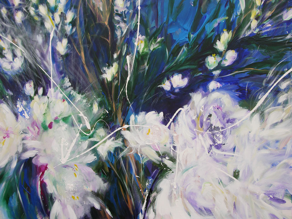 Weisse Blüten. 2010 | 160 x 100 cm | Acryl auf Baumwolle